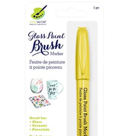 Glass Paint Brush Marker Permanent 15mm Yellow - Picture 4 of 4